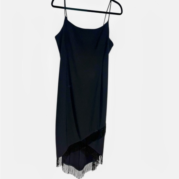 Vintage Dresses & Skirts - Vintage 80s 90s y2k En Francais Long Black Formal dress beaded fringe 12 euc